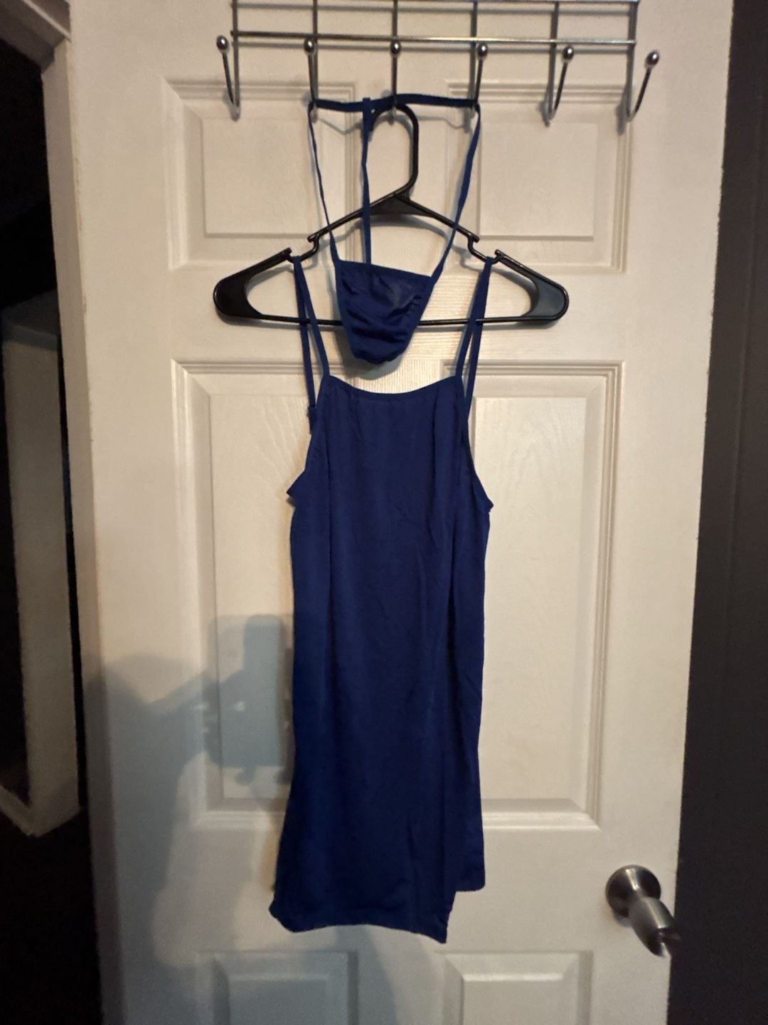 Women's Royal Blue Sleeveless Chemise and Thong Lingerie Set - Size XXL 2