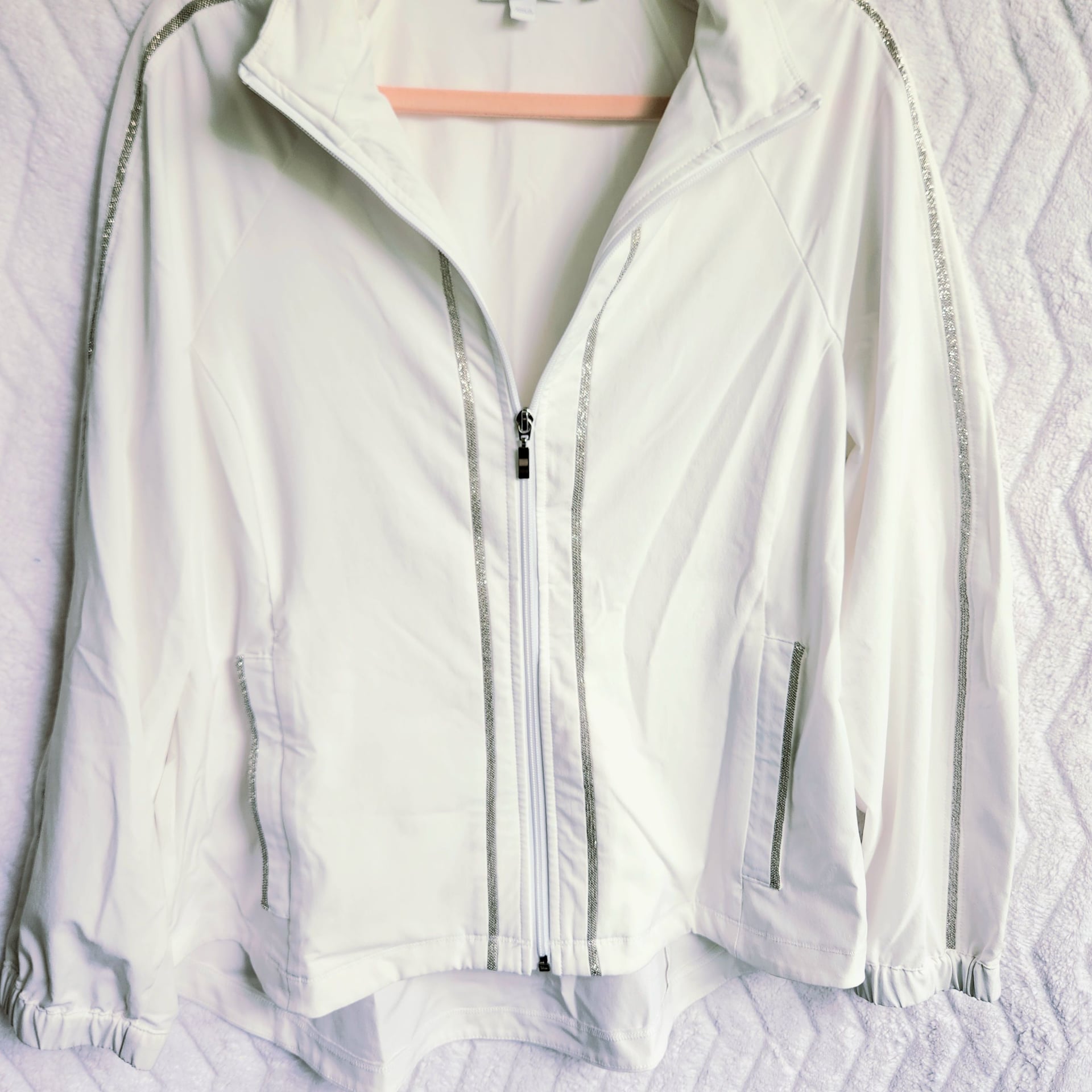 Chico's Women's Full-Zip Athletic Jacket with Metallic Trim Detail 2