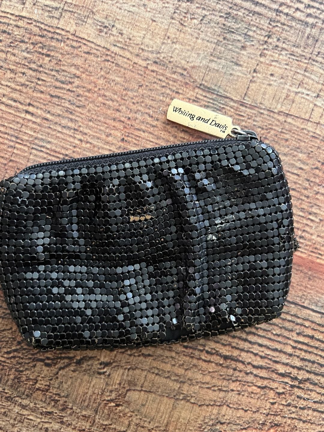 Whiting and Davis Vintage Black Metal Mesh Zippered Coin Purse 2