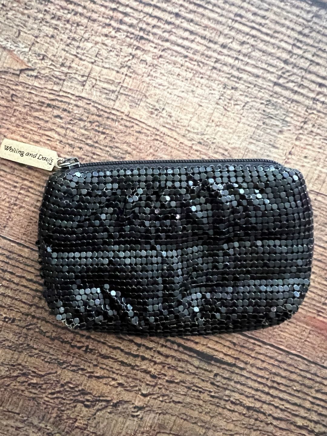 Whiting and Davis Vintage Black Metal Mesh Zippered Coin Purse 3
