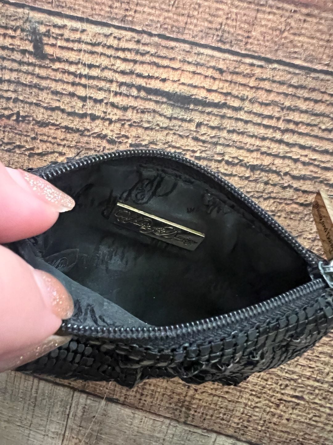 Whiting and Davis Vintage Black Metal Mesh Zippered Coin Purse 4