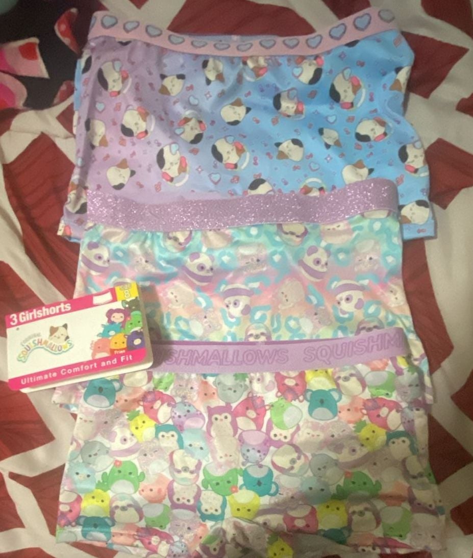 Squishmallows Girls 3-Pack Boyshorts Underwear Set Size 8 1