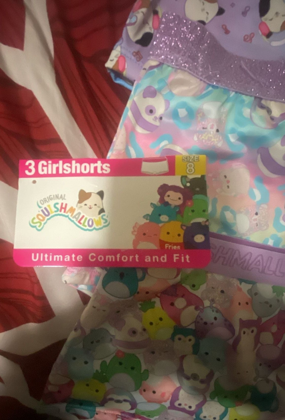 Squishmallows Girls 3-Pack Boyshorts Underwear Set Size 8 2