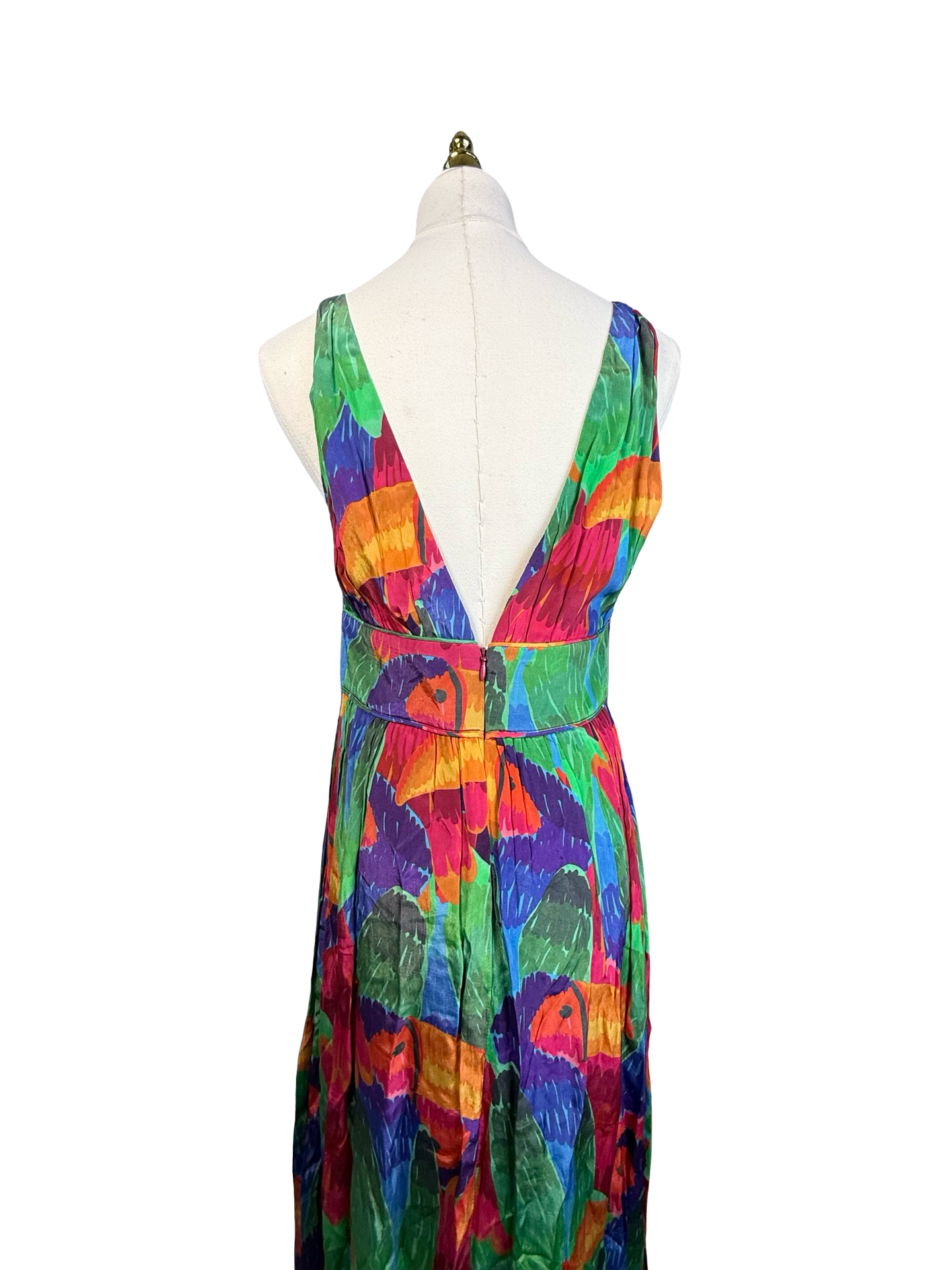 FARM Rio Painted Toucans V-Neck Sleeveless Midi Dress 8
