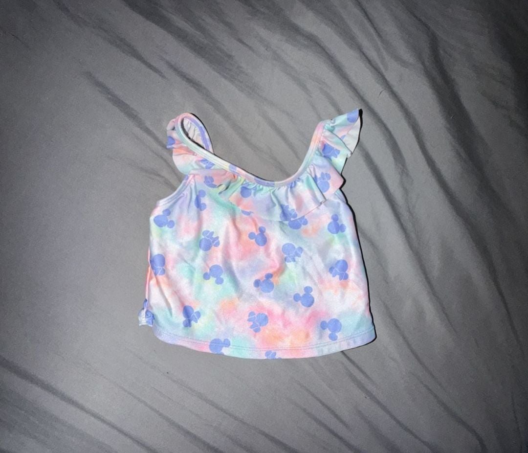Disney Jumping Beans Toddler Girl Minnie Mouse Tie-Dye Ruffled Tankini Swim Top 1