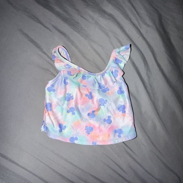 Disney Jumping Beans Toddler Girl Minnie Mouse Tie-Dye Ruffled Tankini Swim Top