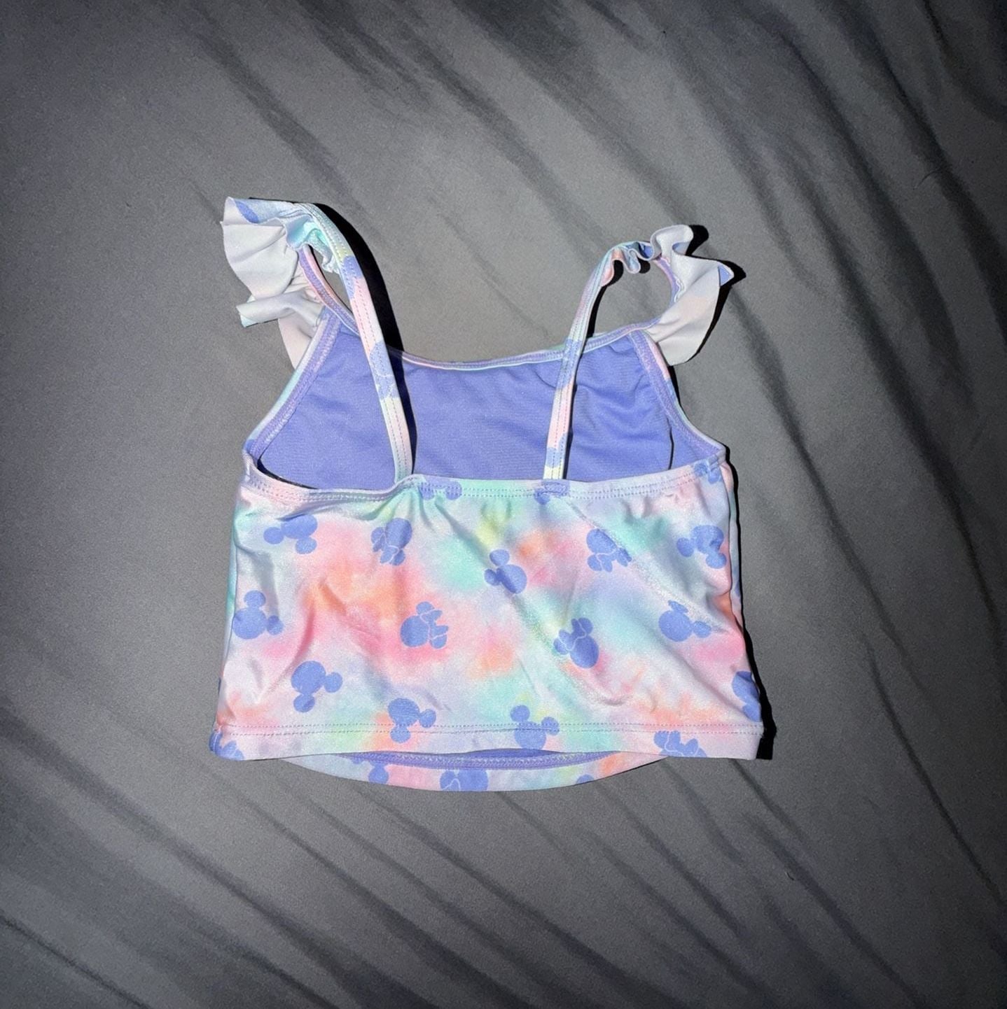 Disney Jumping Beans Toddler Girl Minnie Mouse Tie-Dye Ruffled Tankini Swim Top 2