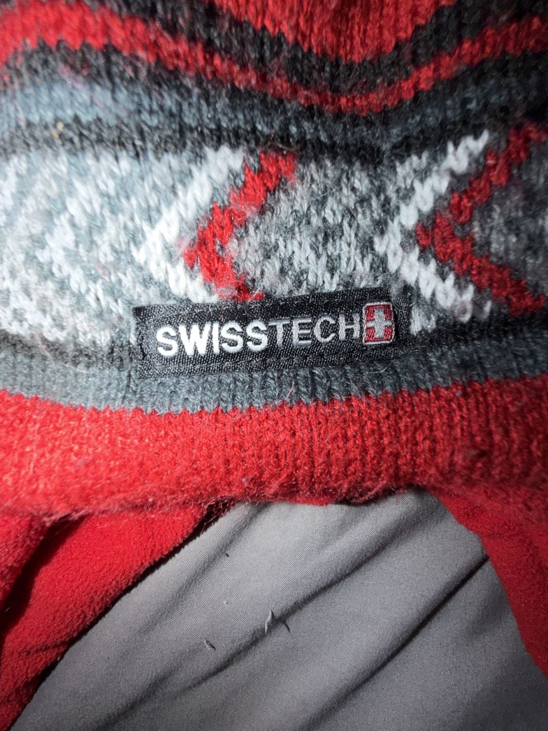 SwissTech Geometric Knit Fleece Lined Winter Beanie Hat with Ear Flaps/Tassels 3