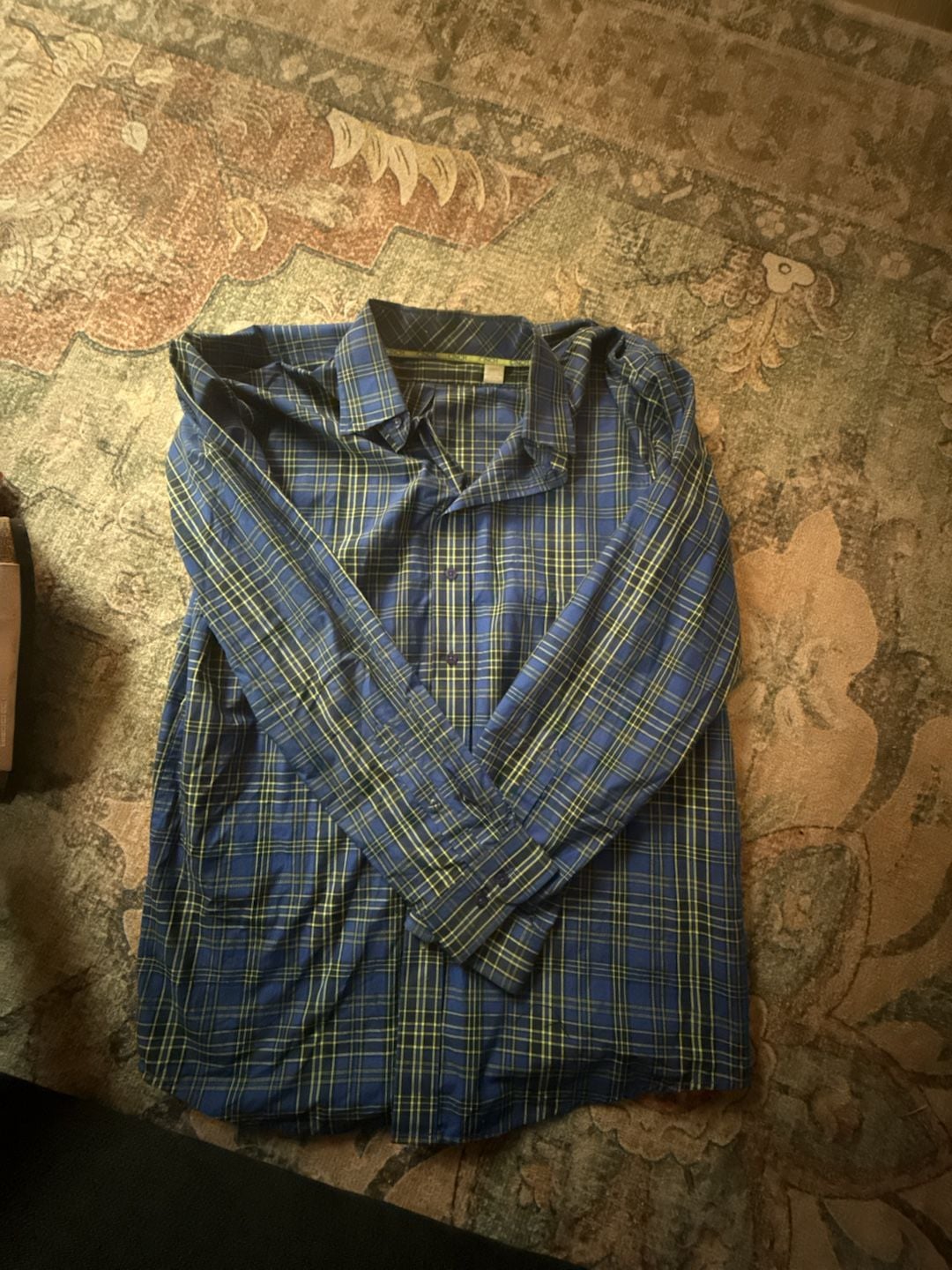 Cinch Long Sleeve Button Down Shirt in Blue and Yellow Plaid 1