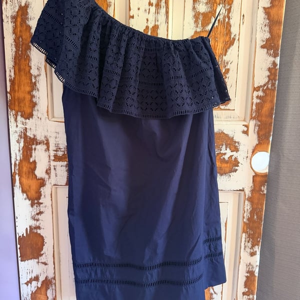 Abercrombie & Fitch Eyelet Off Shoulder Ruffle Mini Dress Size XS NWT Coastal