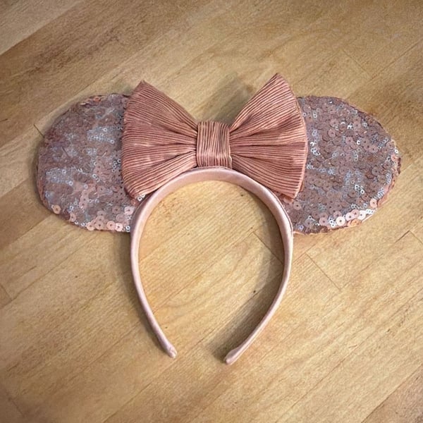 Disney Minnie Mouse Rose Gold Sequin Headband Ears
