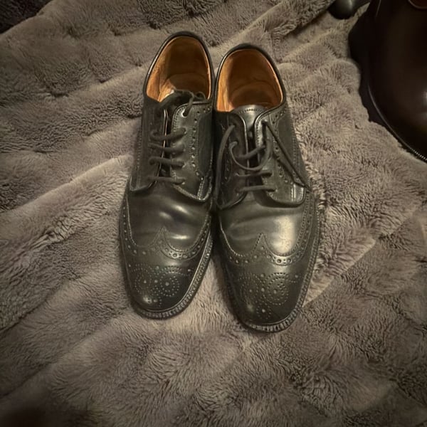 Church's Custom Grade Black Leather Wingtip Brogue Oxford Shoes