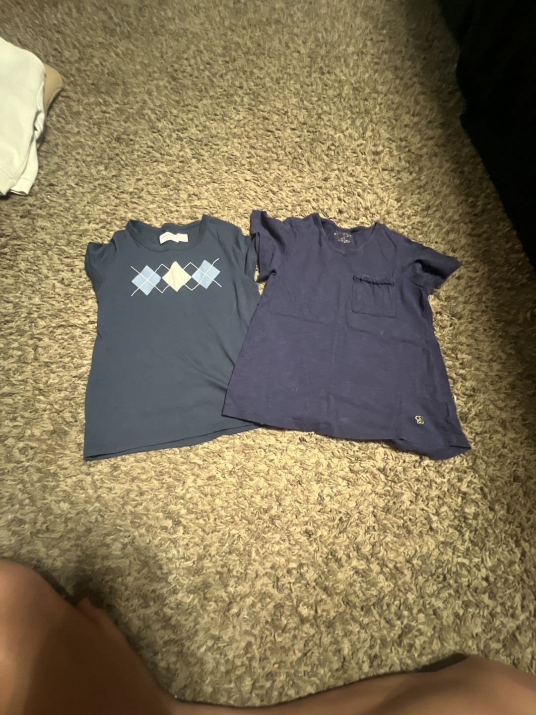 Girls Size 5/6 Blue Argyle and Navy Pocket T-Shirt Bundle 1