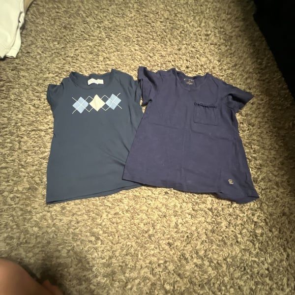 Girls Size 5/6 Blue Argyle and Navy Pocket T-Shirt Bundle
