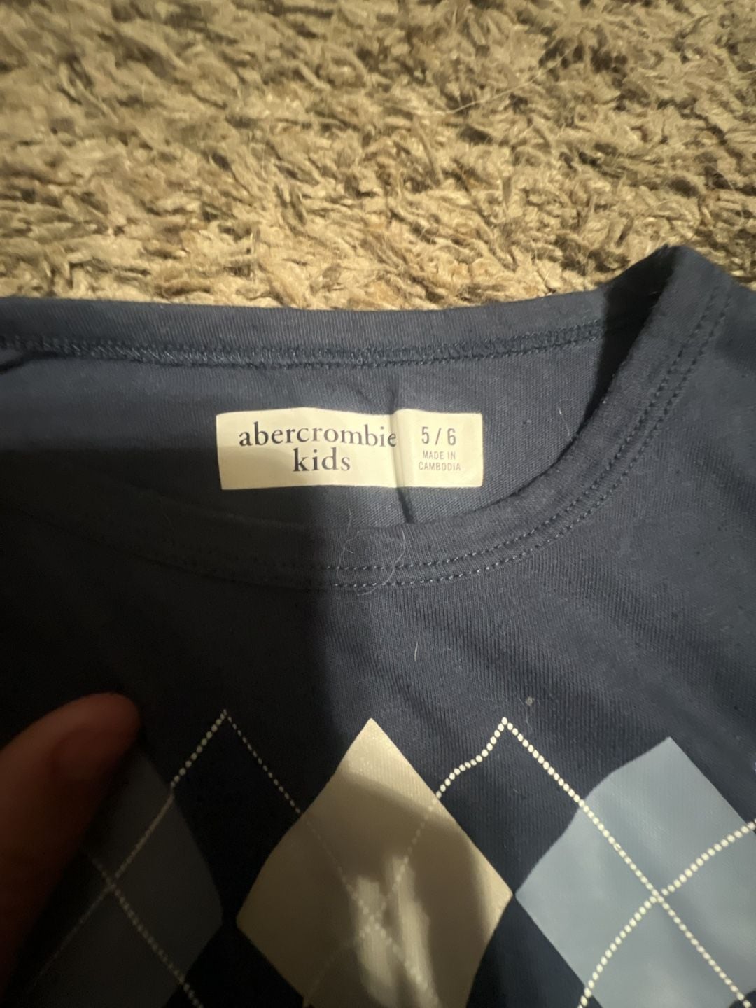 Girls Size 5/6 Blue Argyle and Navy Pocket T-Shirt Bundle 2