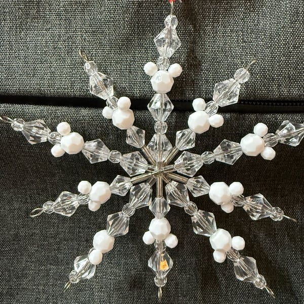 Disney Parks Beaded Mickey Mouse Icon Snowflake Christmas Ornament NWT