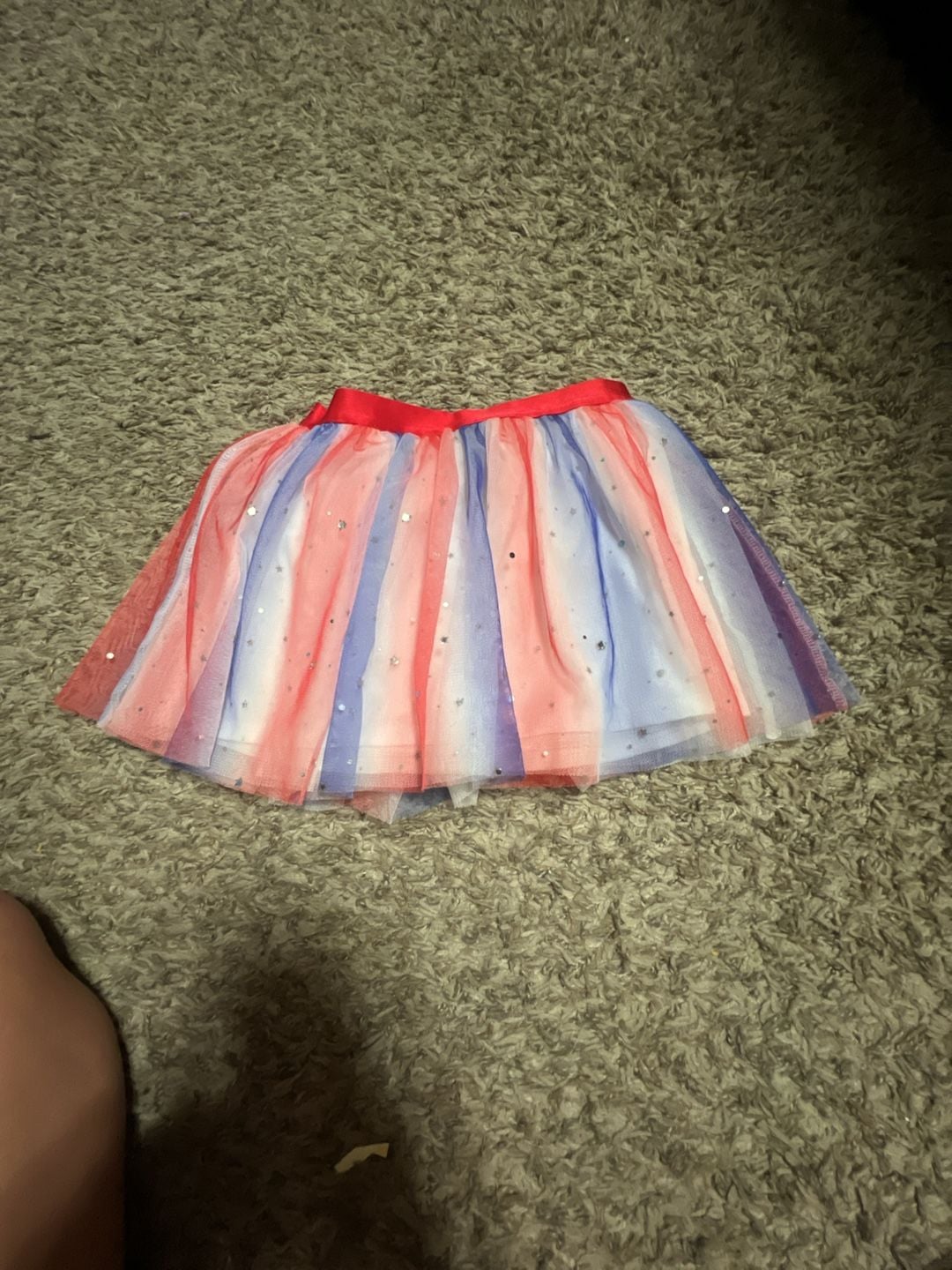 Celebrate! Patriotic Tulle Tutu Skirt Red White and Blue with Stars, Size S (6-6X) 1