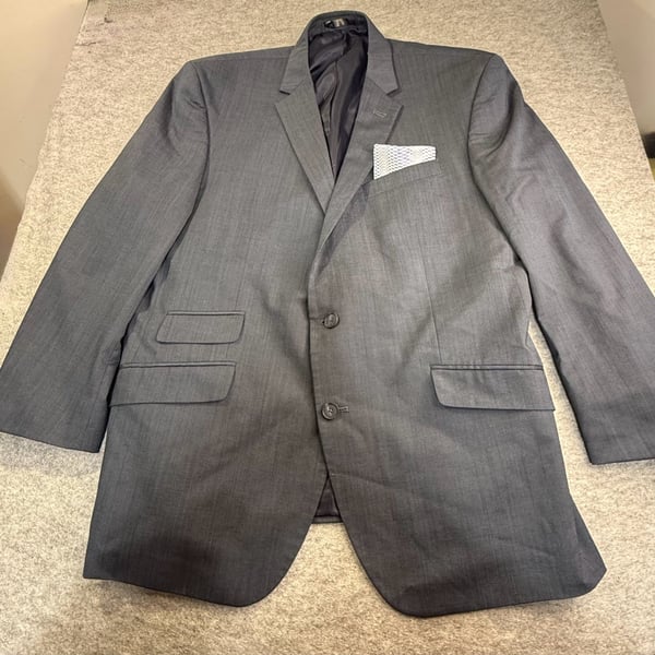Kenneth Cole New York Men's Wool Blend Two-Button Suit Jacket Blue/Grey Size 46R
