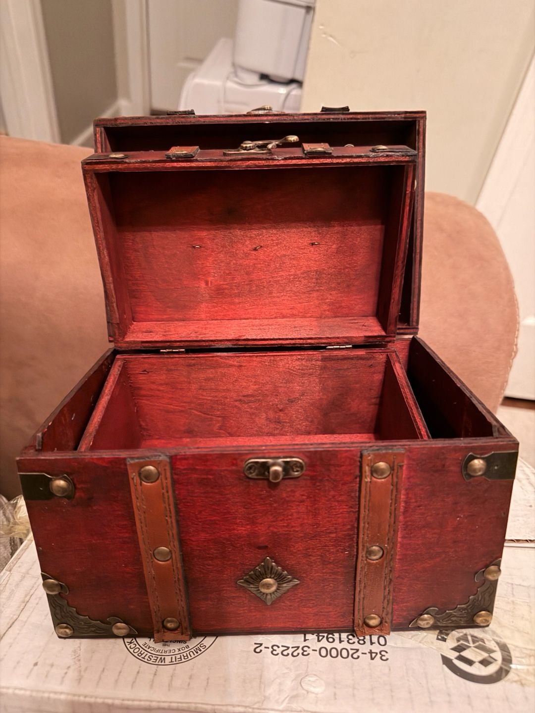 Semetall Vintage Wooden Storage Box Decorative Treasure Chest Box 2