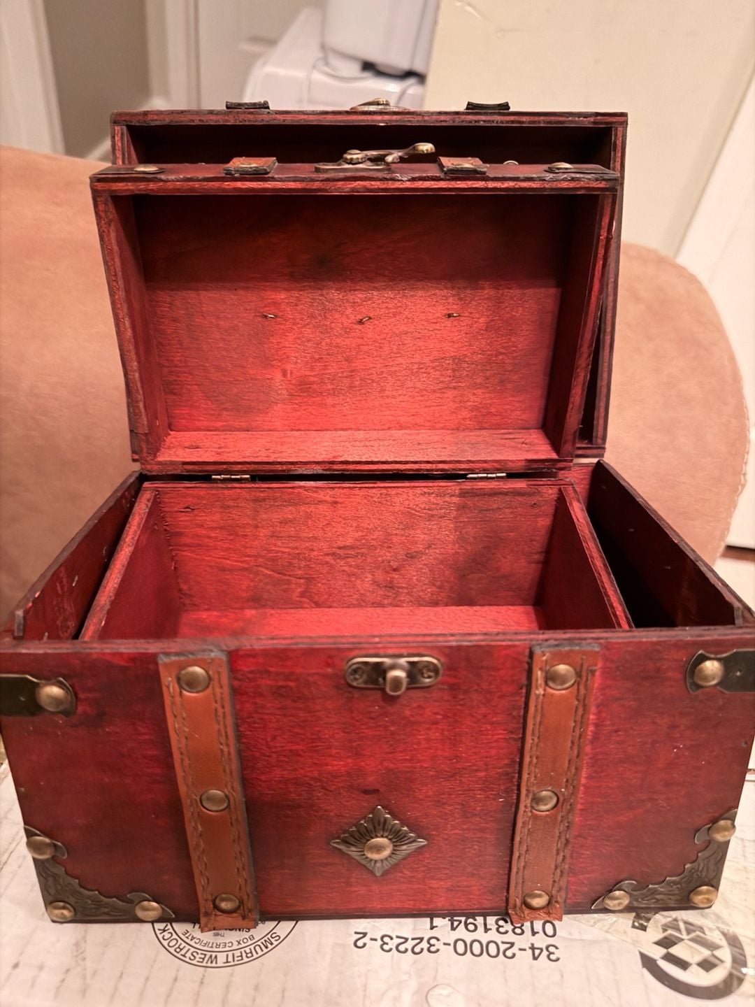 Semetall Vintage Wooden Storage Box Decorative Treasure Chest Box 3