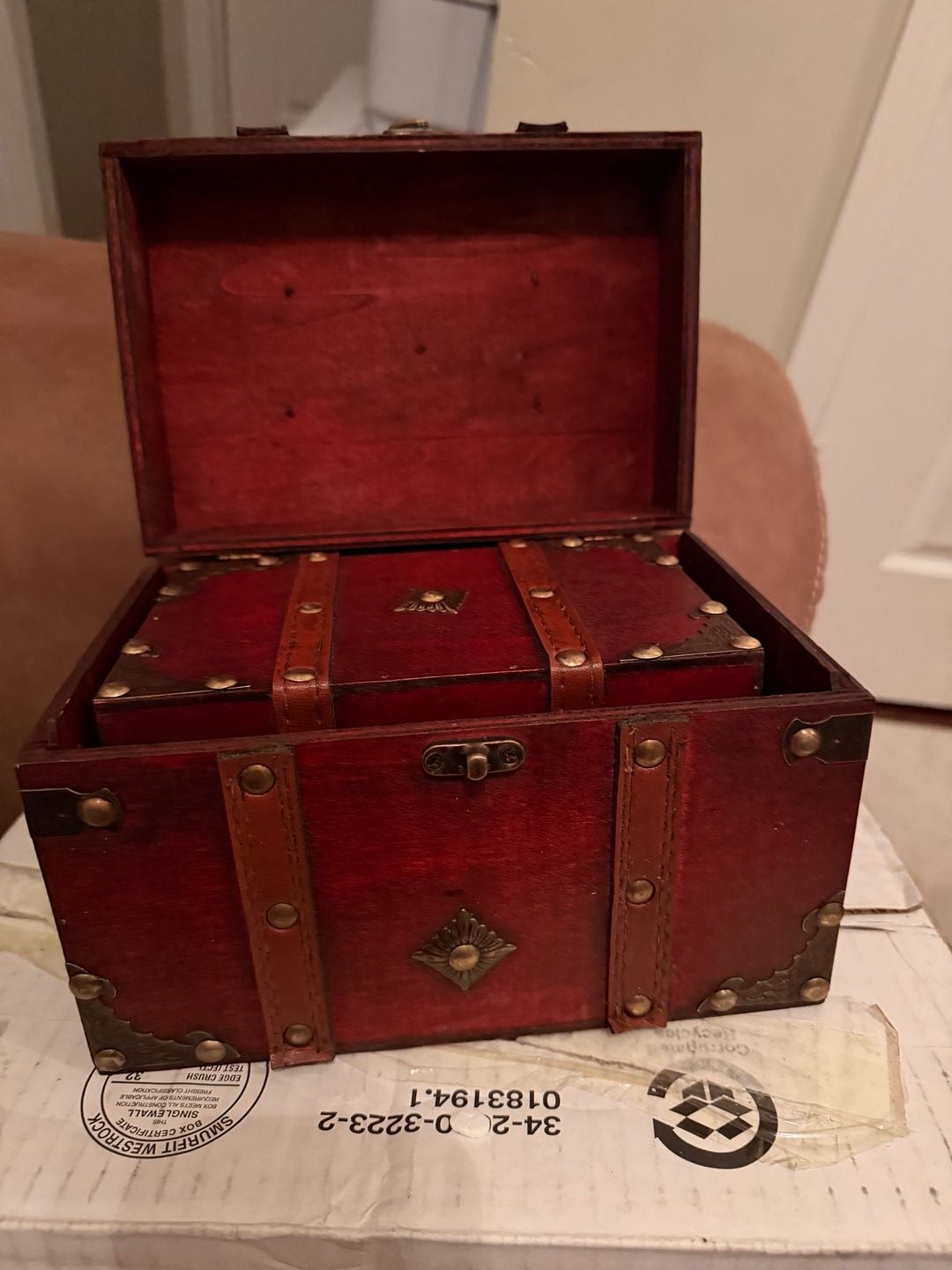 Semetall Vintage Wooden Storage Box Decorative Treasure Chest Box 4