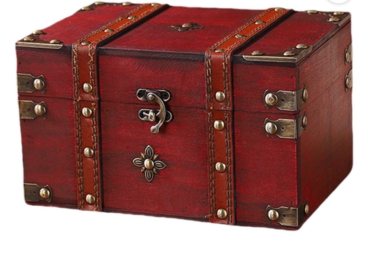 Semetall Vintage Wooden Storage Box Decorative Treasure Chest Box 1
