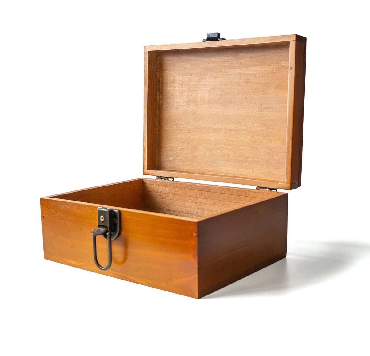 Yardwe Vintage Wooden Jewelry Box with Metal Accents, Brown Antique Style 1
