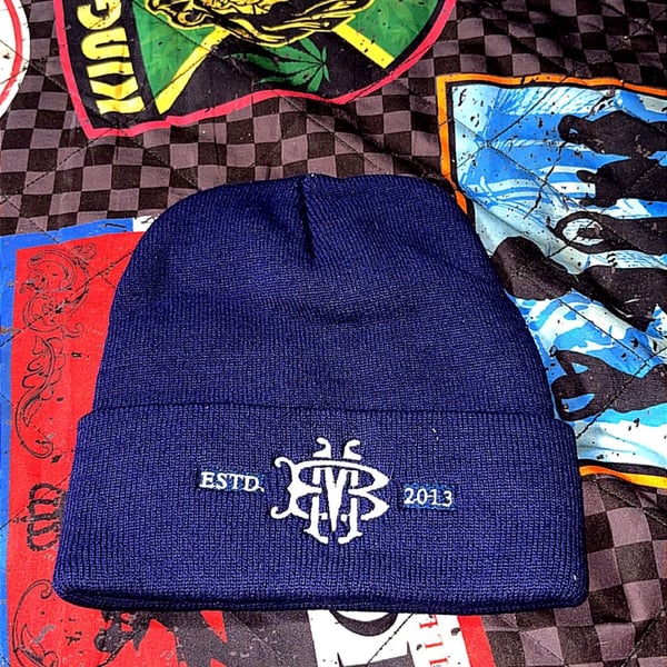 Estd 2013 Embroidered Navy Cuffed Beanie