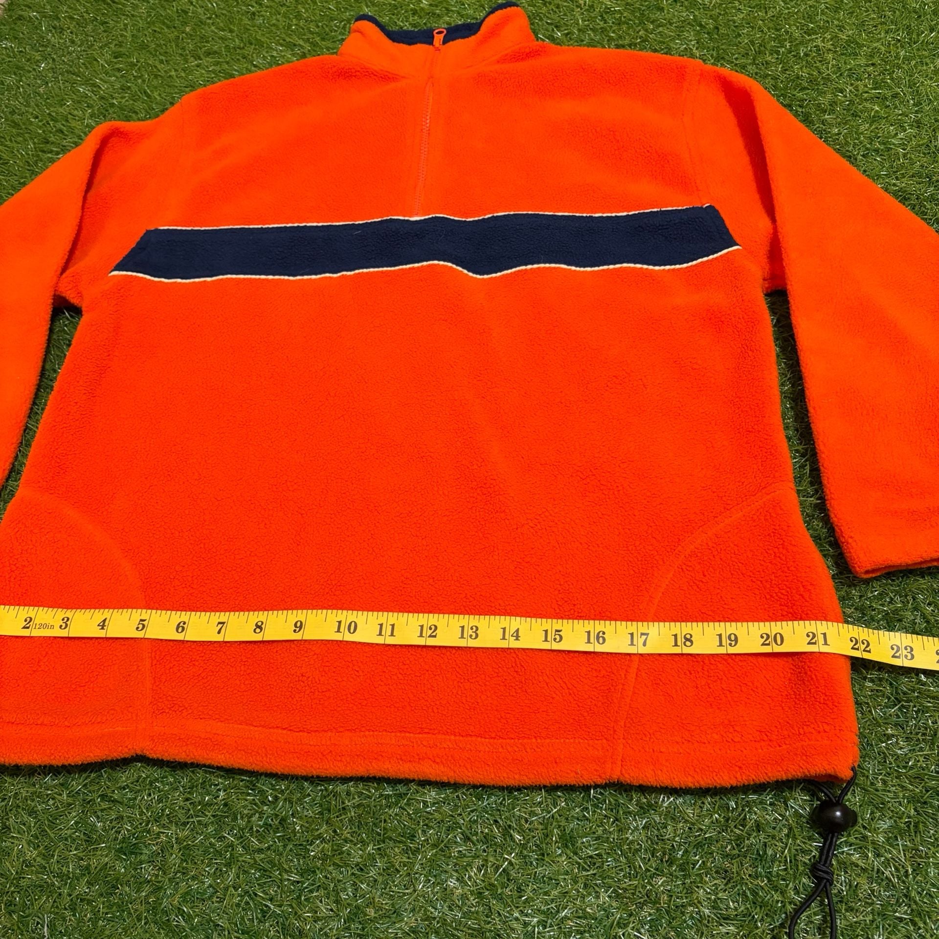 Unbiased Basic Clothing Vintage Orange and Navy Blue Quarter Zip Fleece Pullover 7