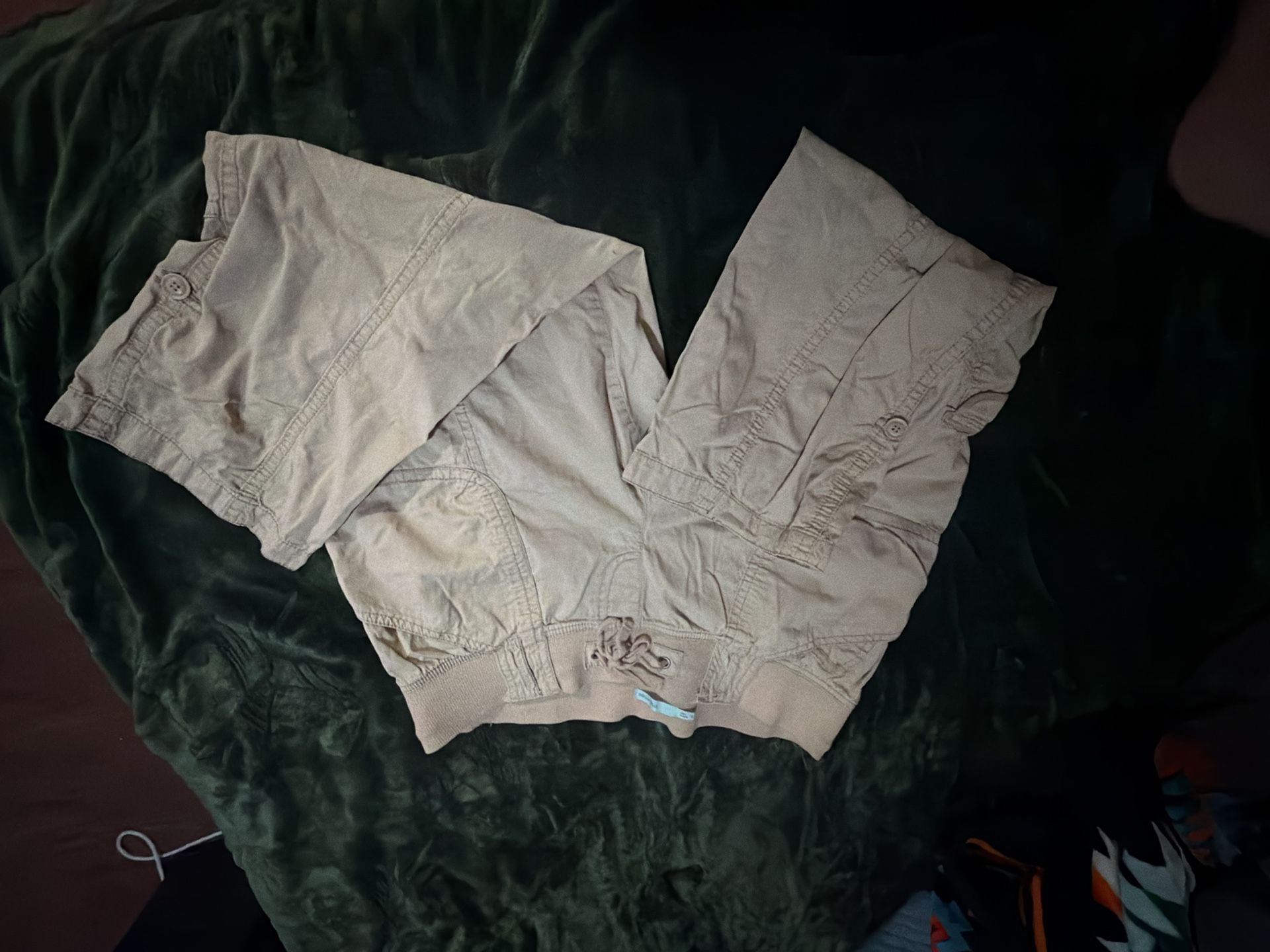 Maurices Women's Khaki Cargo Capri Pants with Elastic Waistband 1