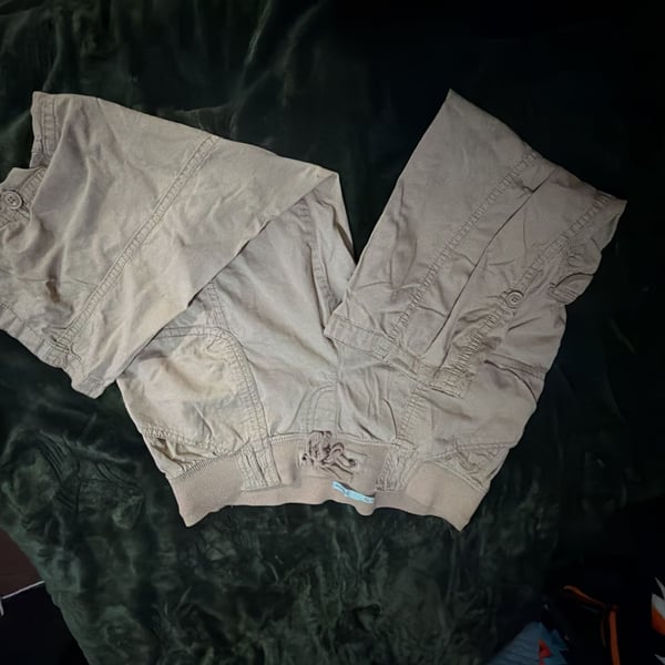 Maurices Women's Khaki Cargo Capri Pants with Elastic Waistband