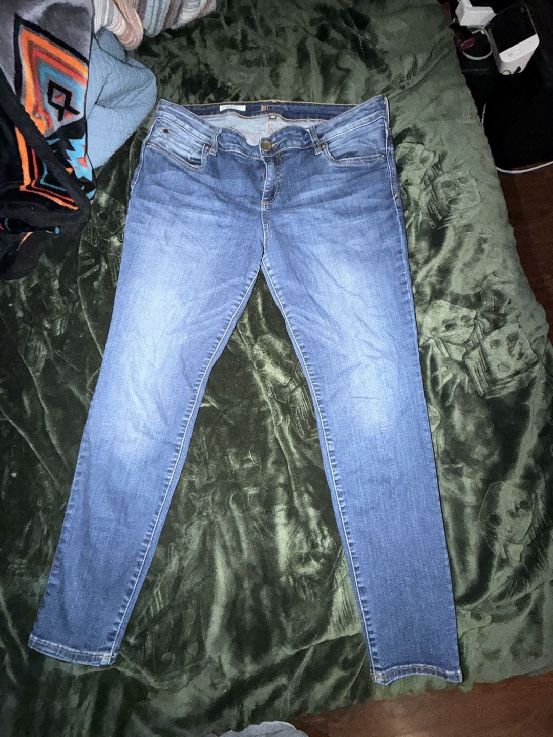 KUT from the Kloth Toothpick Skinny Jeans in Blue Denim, Women's Size 14P 2
