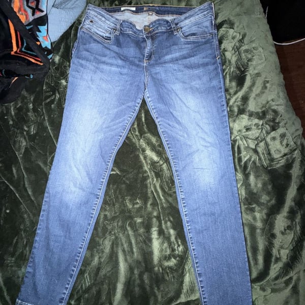 KUT from the Kloth Toothpick Skinny Jeans in Blue Denim, Women's Size 14P