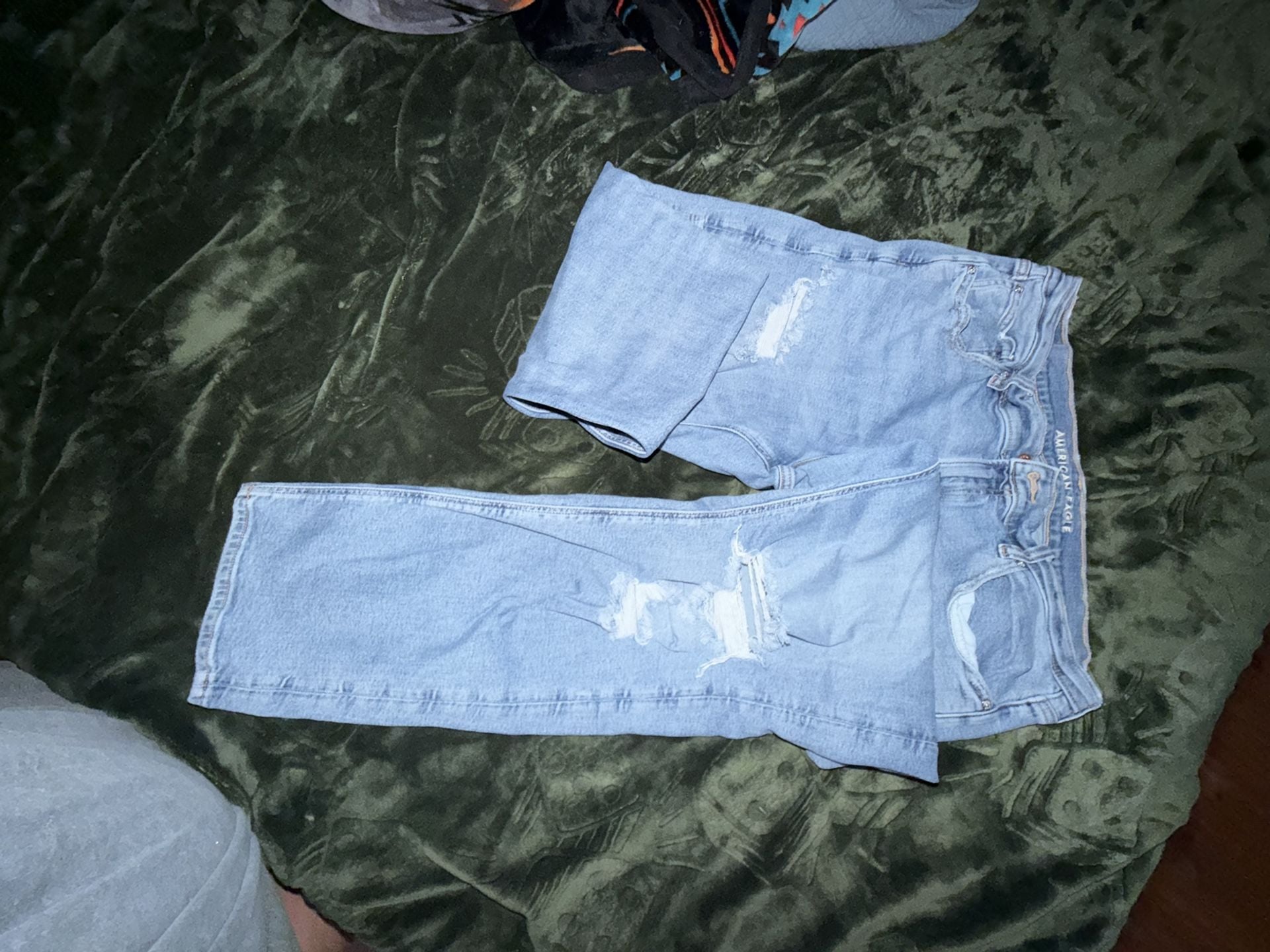 American Eagle Women's Stretch Distressed High-Rise Straight Leg Jeans Size 16 Long 3