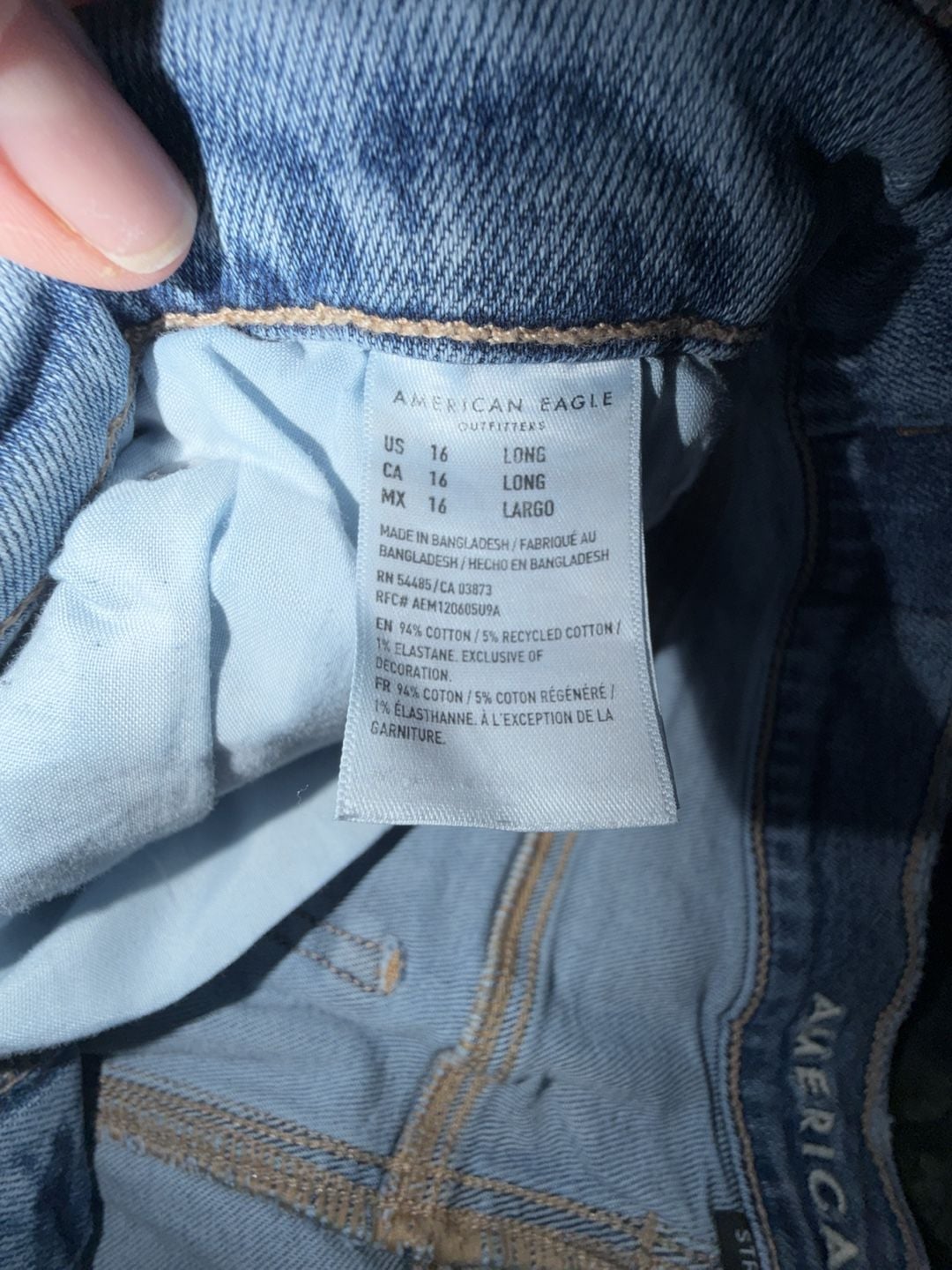American Eagle Women's Stretch Distressed High-Rise Straight Leg Jeans Size 16 Long 5