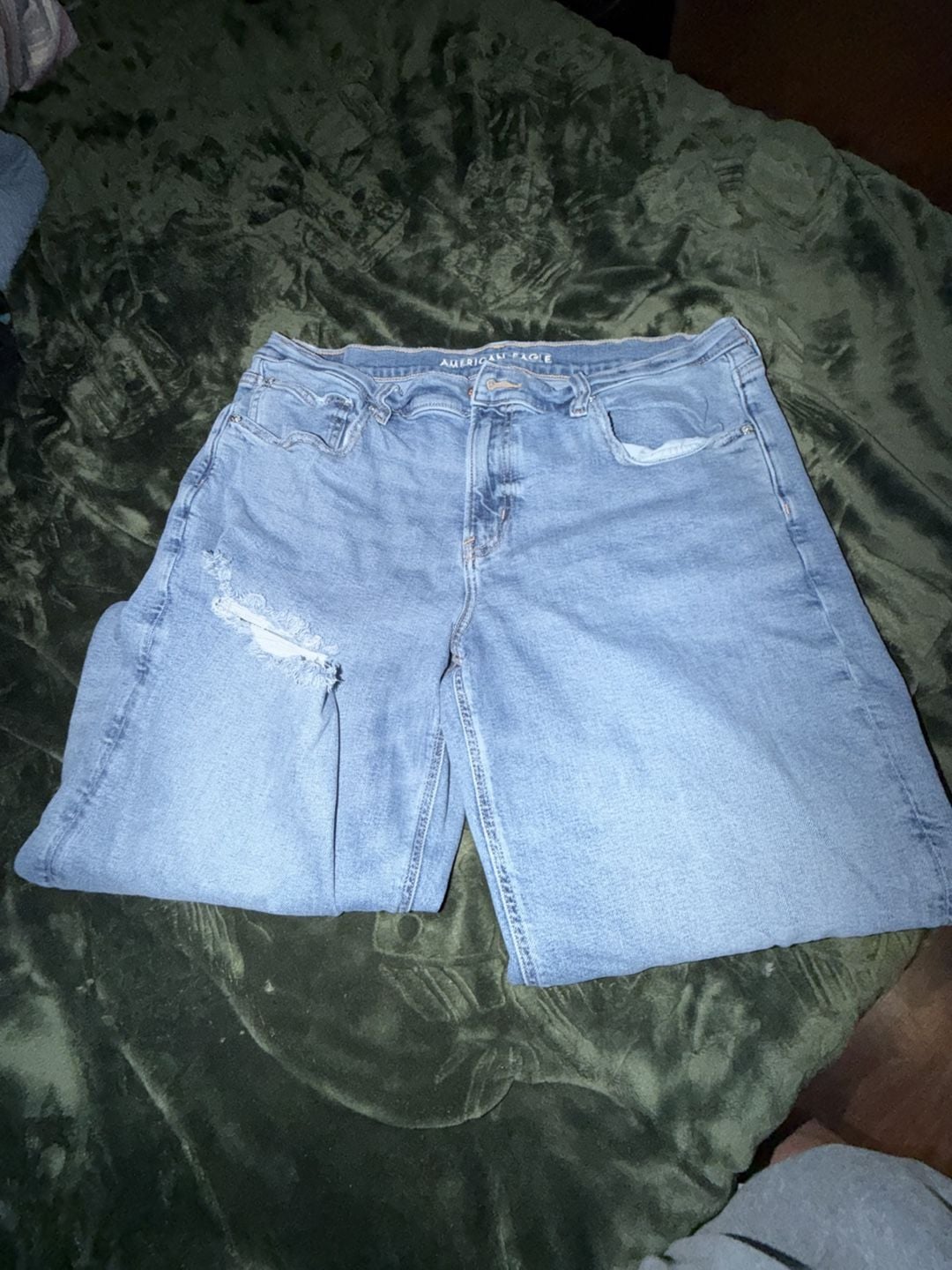American Eagle Women's Stretch Distressed High-Rise Straight Leg Jeans Size 16 Long 6