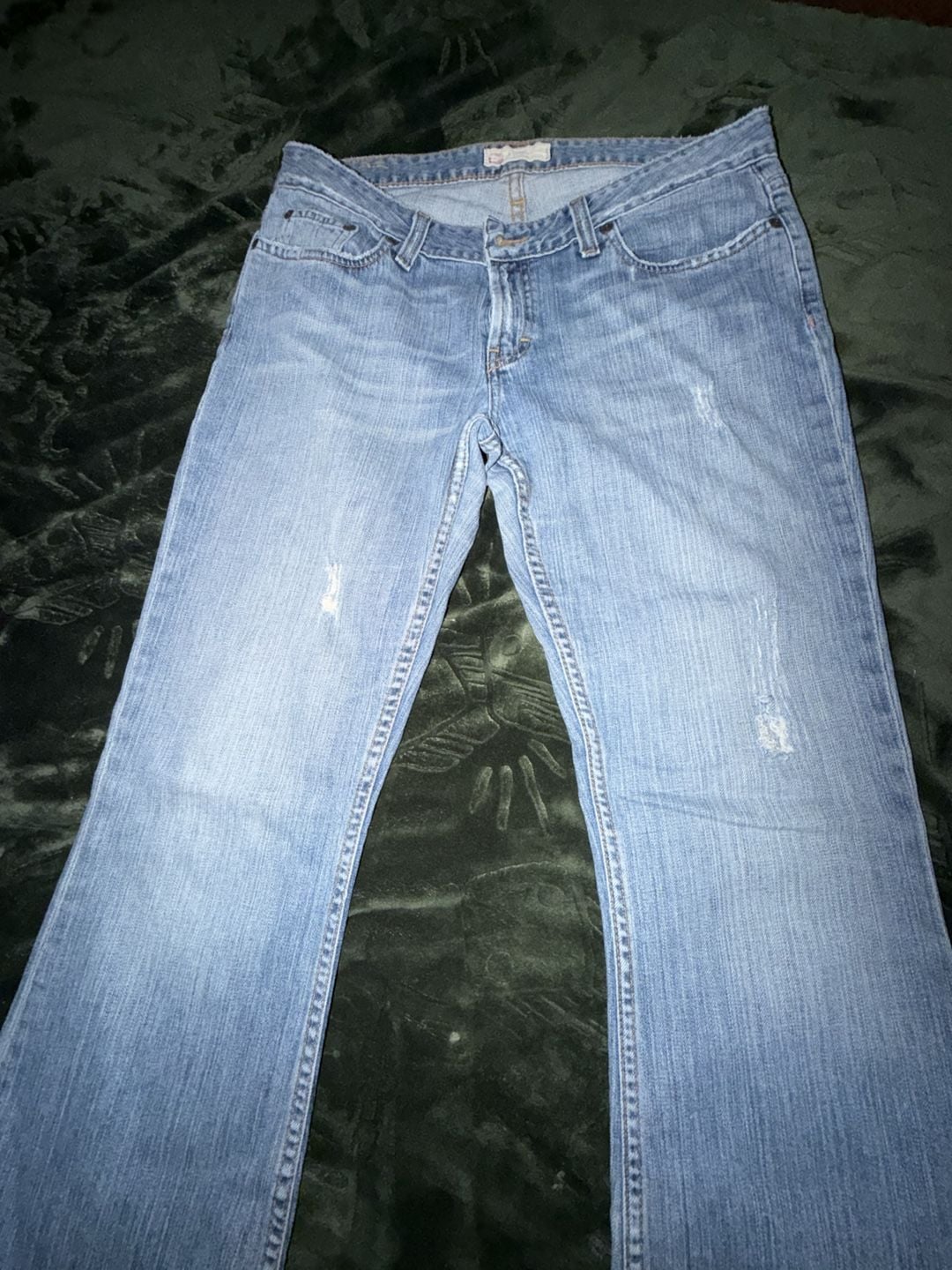BKE Avery Mid-Rise Medium Wash Flare Distressed Jeans 4