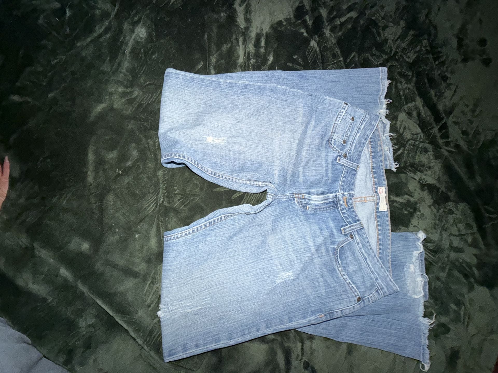 BKE Avery Mid-Rise Medium Wash Flare Distressed Jeans 6