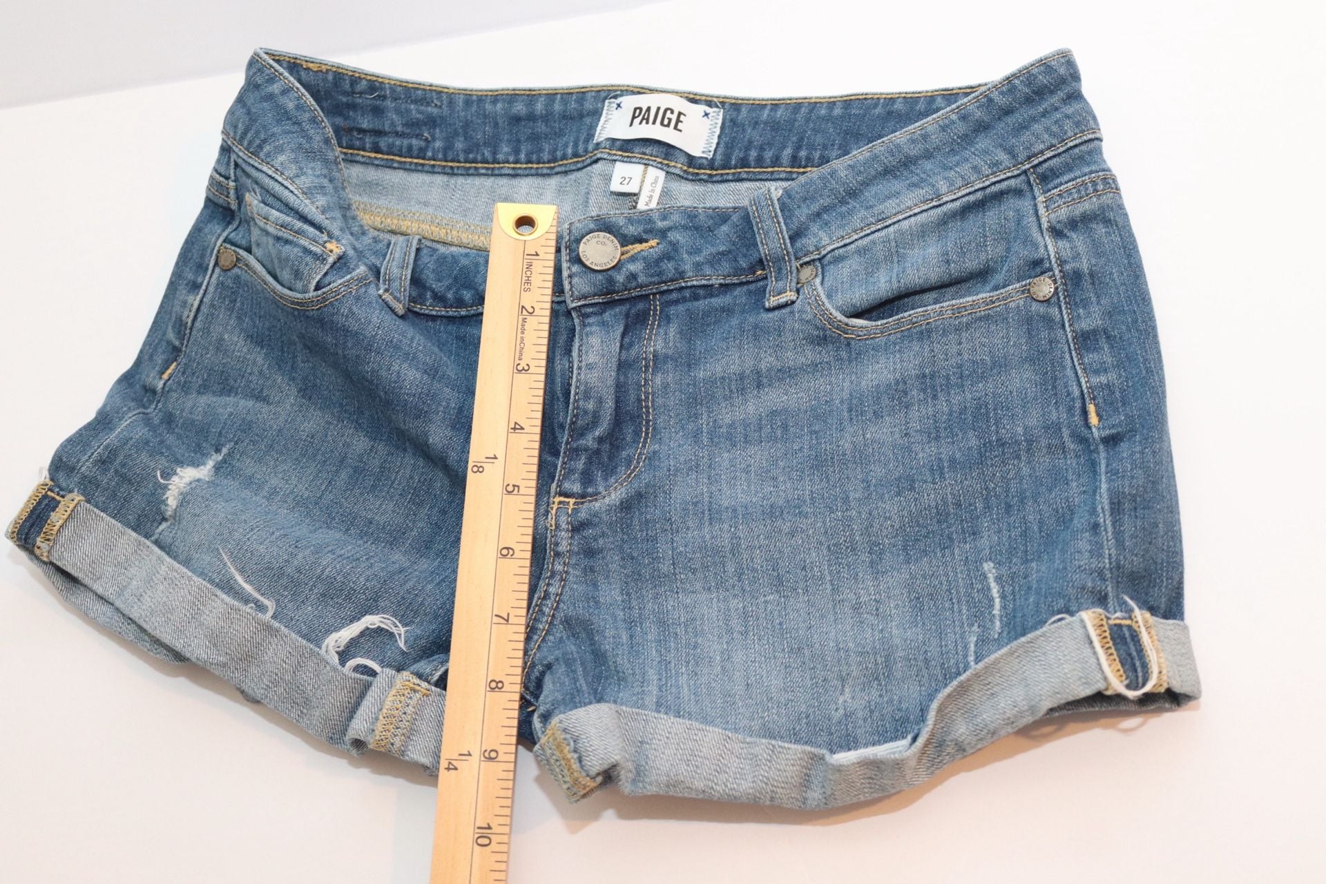 PAIGE Raw Cuff Distressed Denim shorts 2