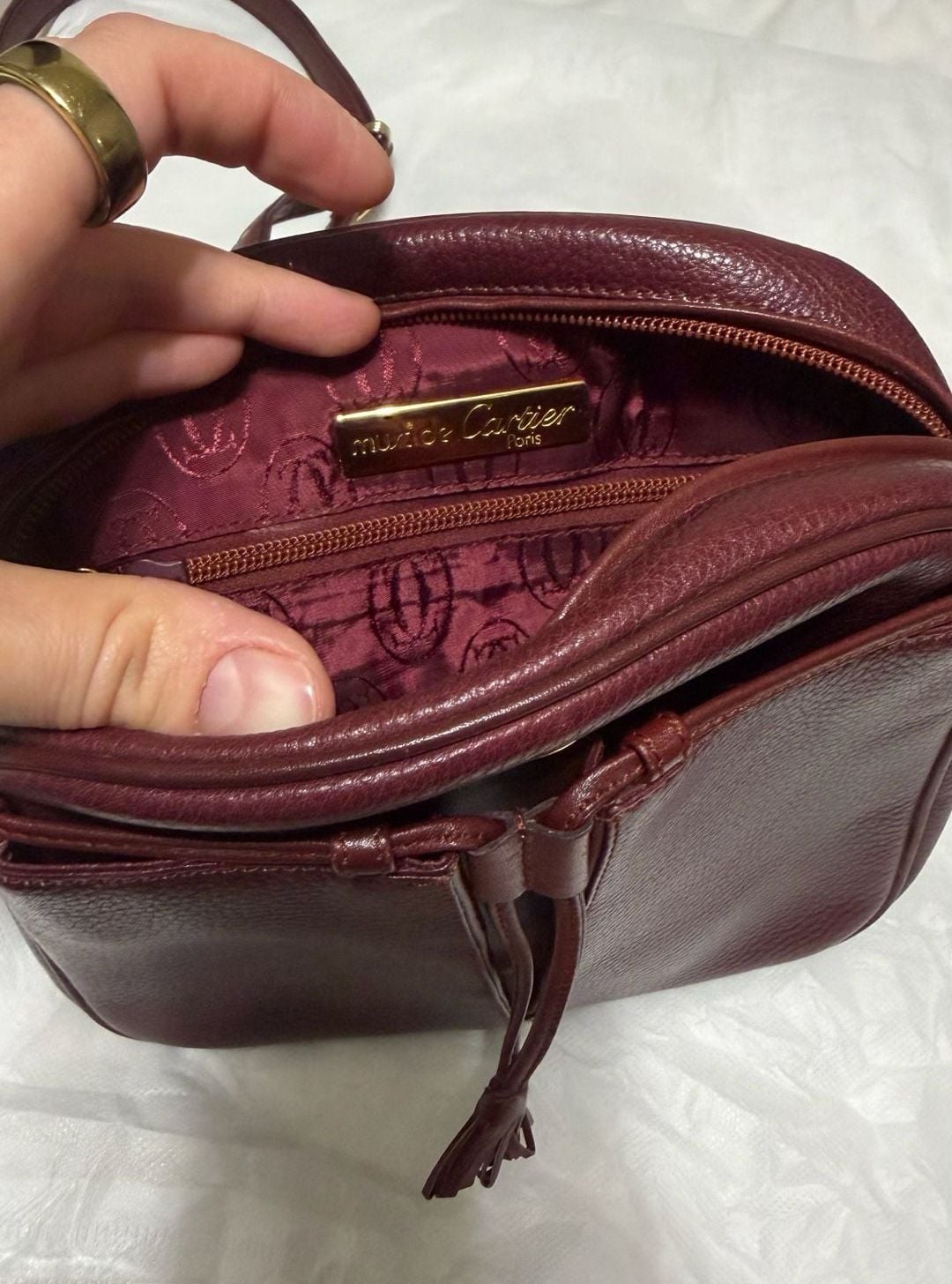 Must de Cartier Bordeaux Leather Crossbody Camera Bag 7