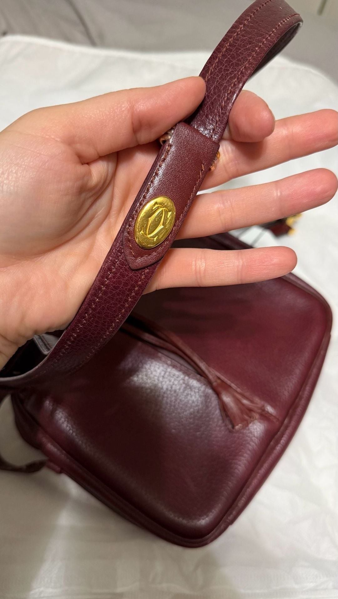 Must de Cartier Bordeaux Leather Crossbody Camera Bag 8