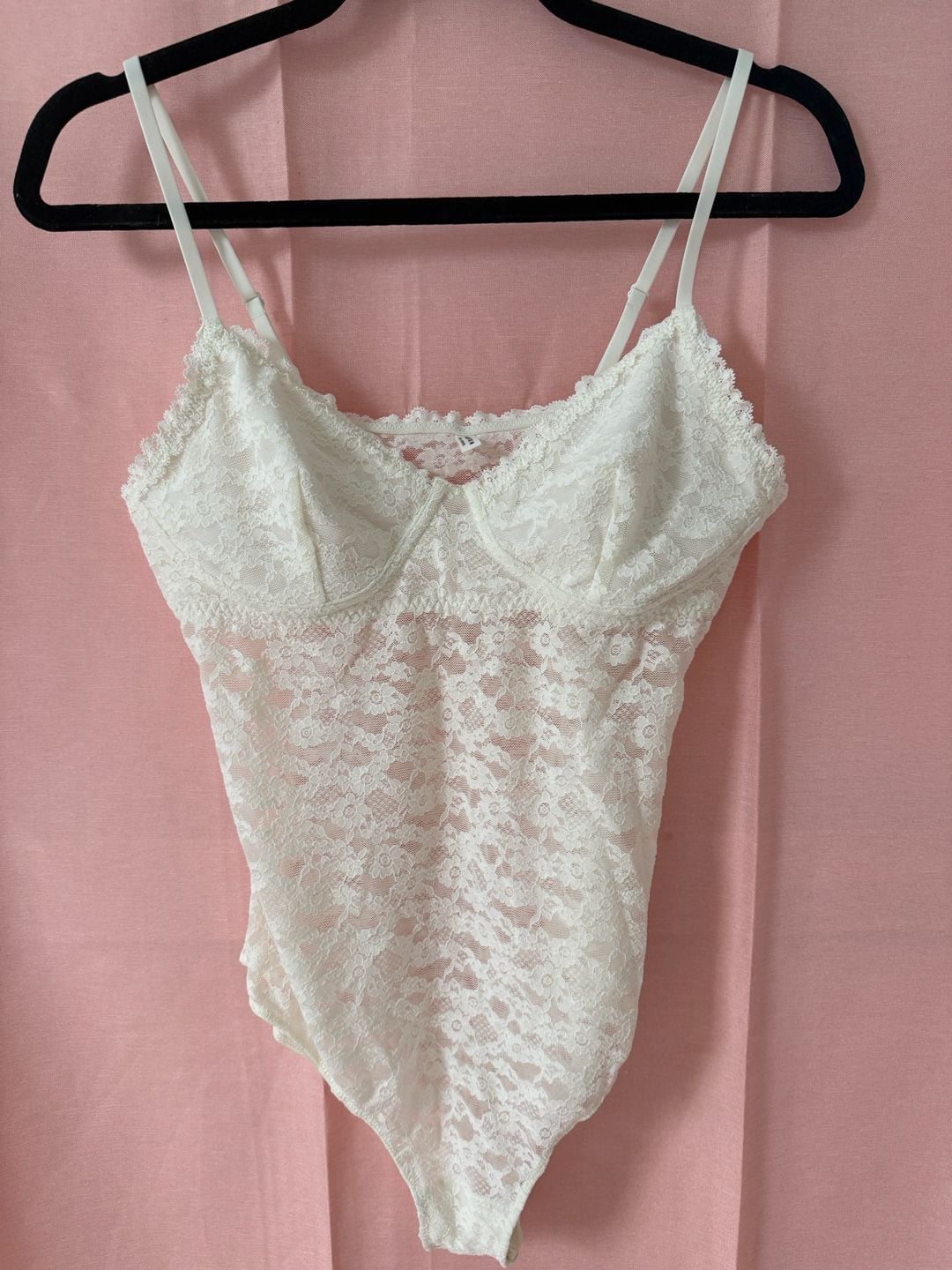 Aerie REAL GOOD White Floral Lace Underwire Bodysuit 1