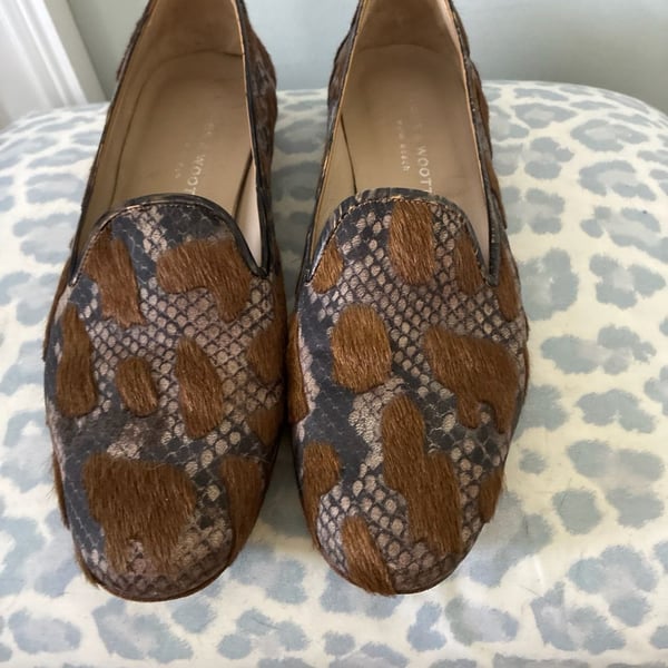 Stubbs & Wootton Palm Beach Women's Loafers in Animal Print Calf Hair and Snake Embossed Leather