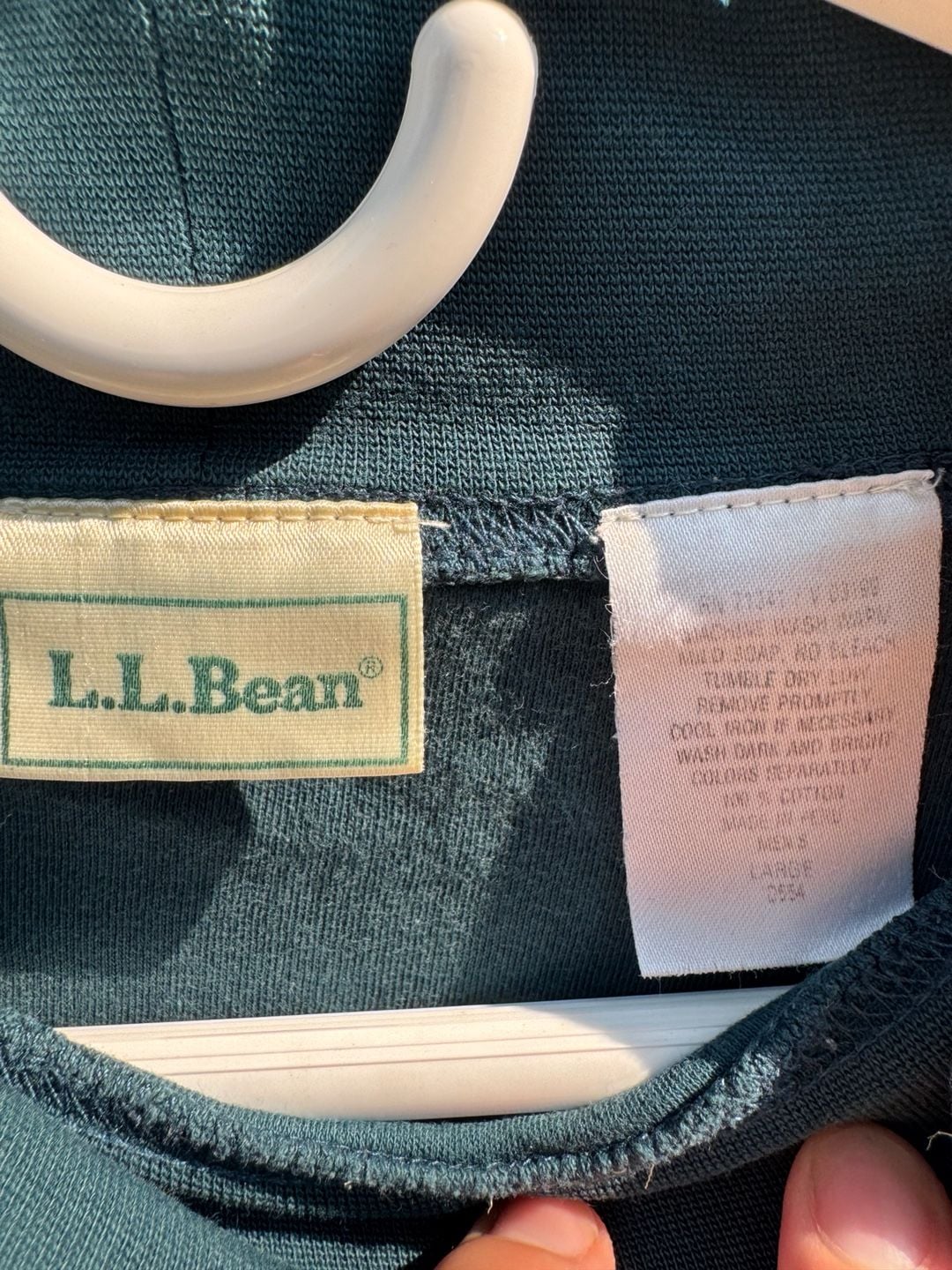L.L.Bean Men's Mock Neck Long Sleeve T-Shirt Dark Green Cotton 3