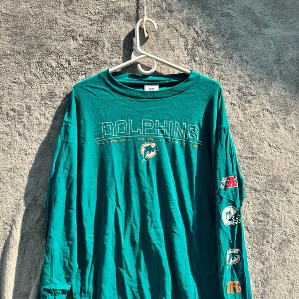 Vintage NFL Miami Dolphins Long Sleeve T-Shirt with Sleeve Graphics