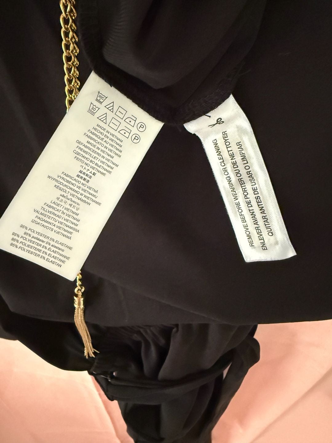 MICHAEL Michael Kors Black Long Sleeve Jumpsuit with Gold Chain Detail 7