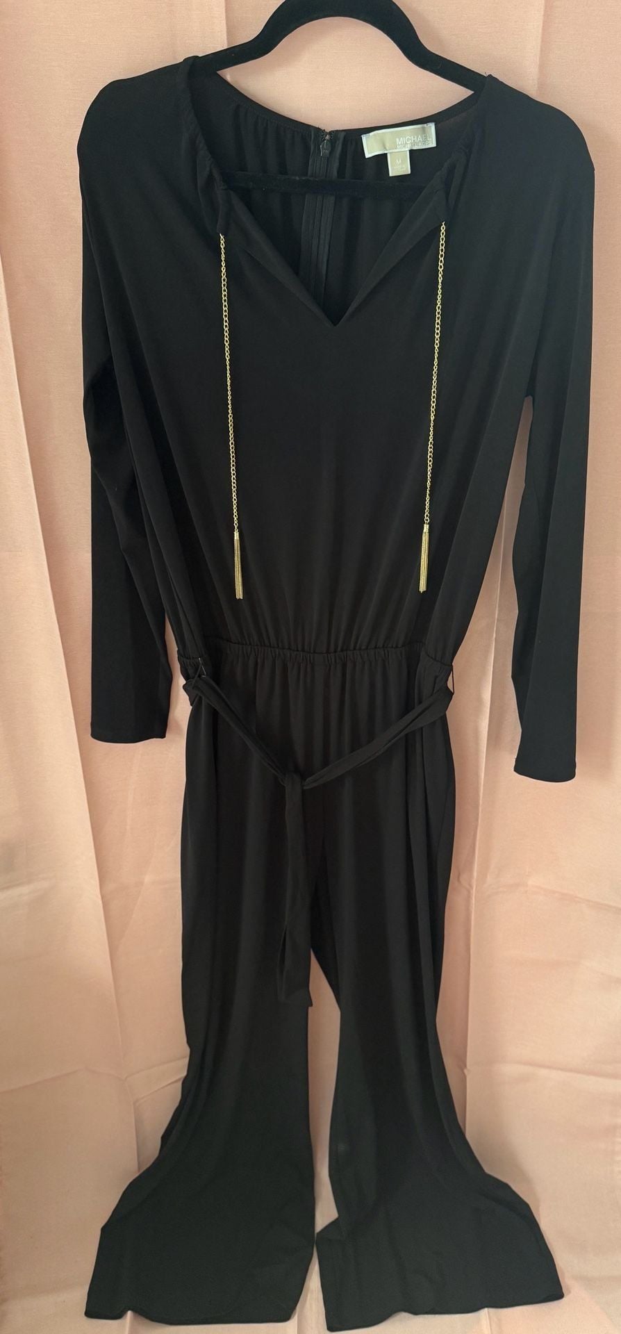 MICHAEL Michael Kors Black Long Sleeve Jumpsuit with Gold Chain Detail 3