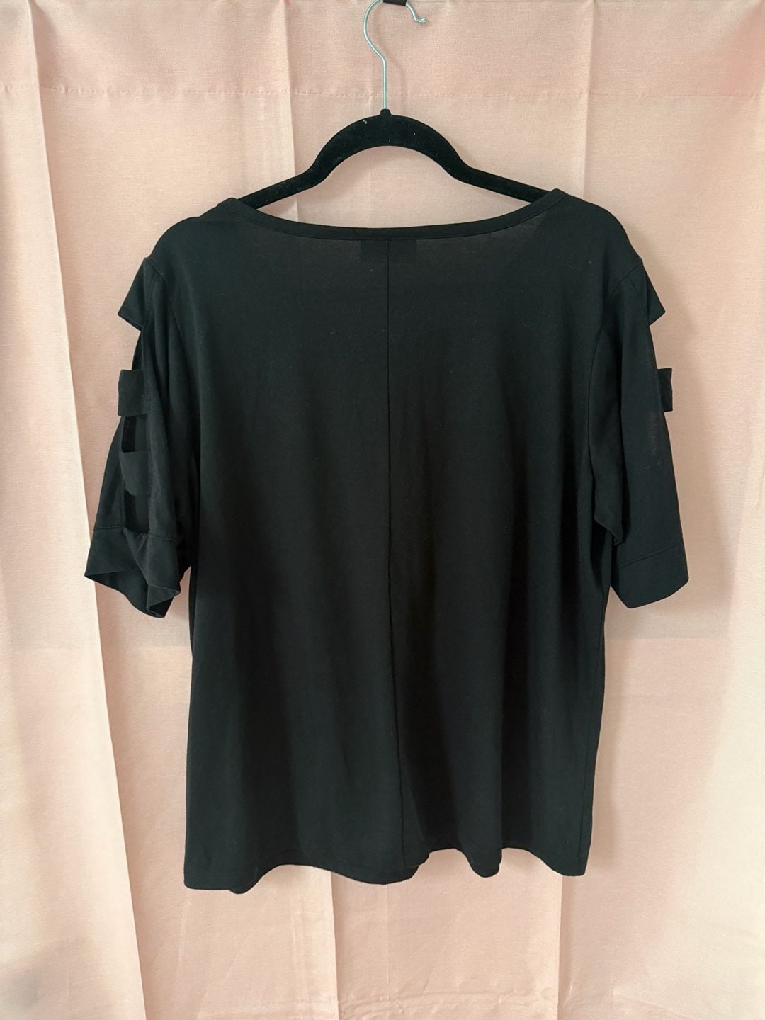 Bobbie & Brooks Plus Size Black V-Neck Cold Shoulder Short Sleeve Tee 3