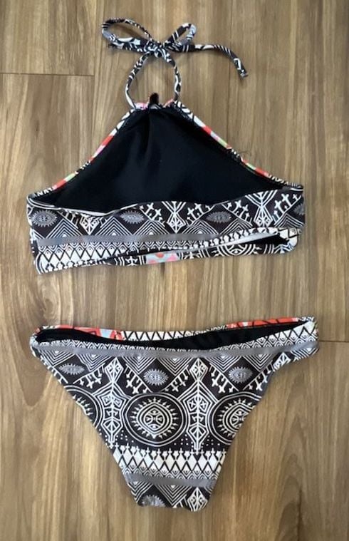 Aztec Tribal Print High Neck Halter Bikini Set 2
