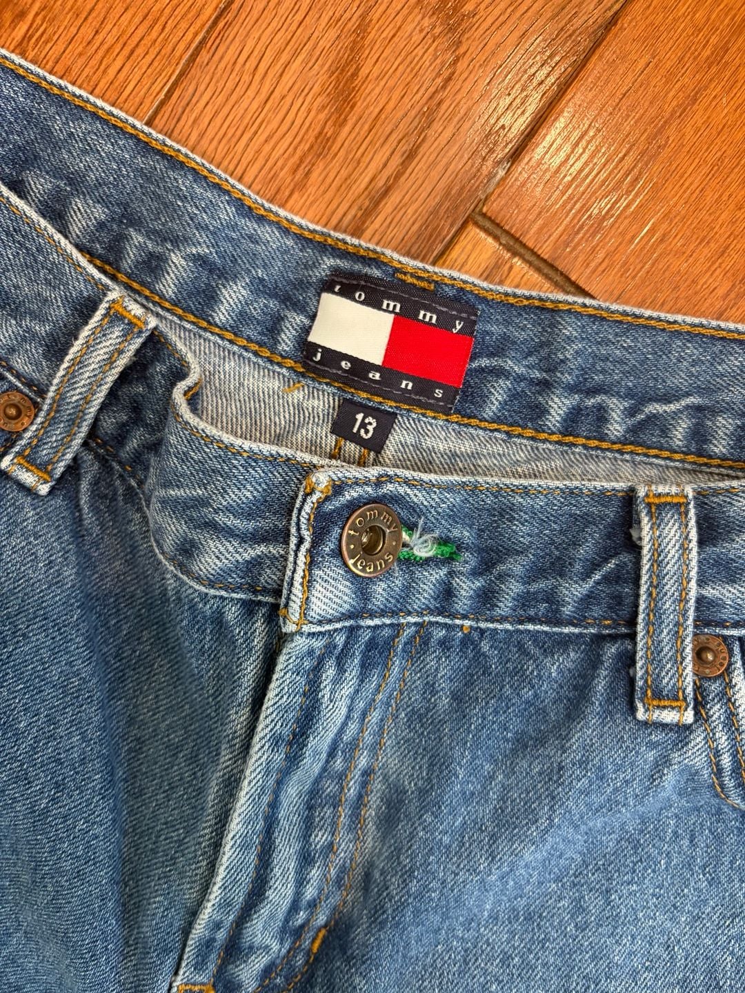Vintage 90s Tommy Jeans High Waisted Denim Shorts with Flag Logo Patch 5